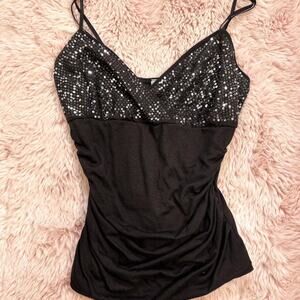 Y2k funkadelic sparkly sequin ruched cami